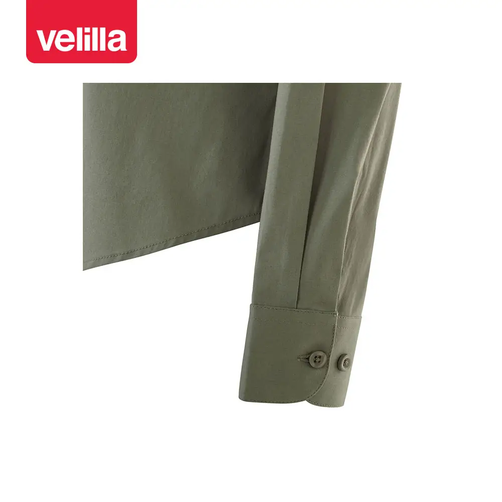 Camisa stretch manga larga mujer Velilla 405019S 11 Camisa stretch manga larga mujer Velilla 405019S Verde oliva claro, detalle de puño
