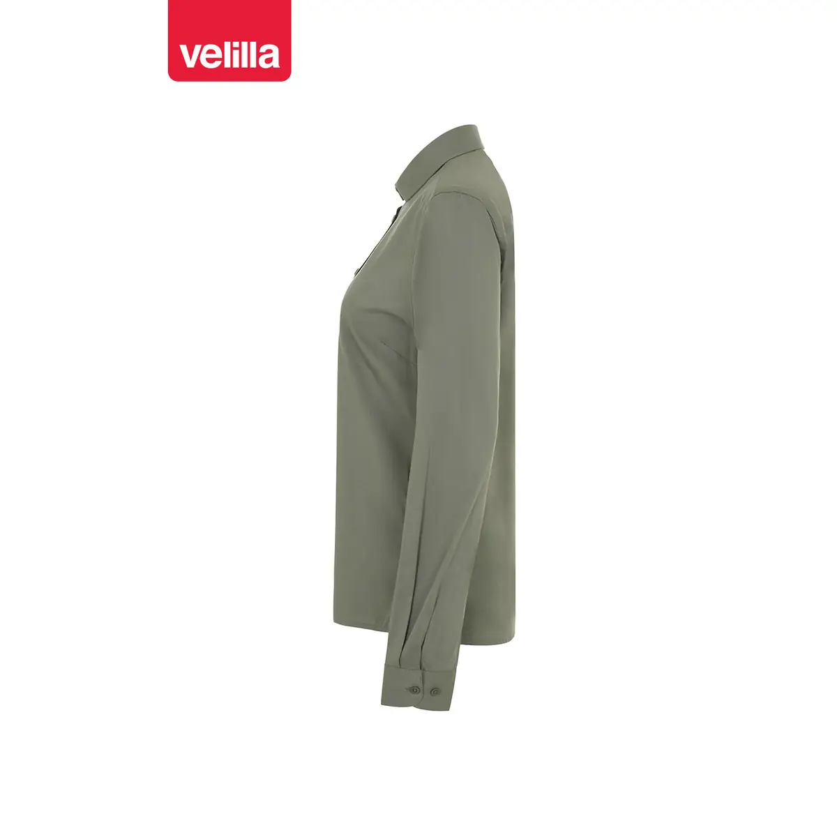 Camisa stretch manga larga mujer Velilla 405019S 27 Camisa stretch manga larga mujer Velilla 405019S Verde oliva claro, vista lateral