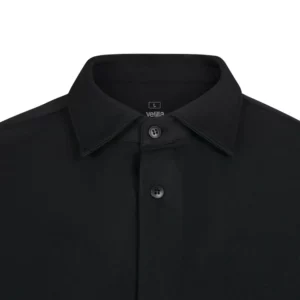 Camisa antiarrugas hombre Velilla 405020S Negro, detalle de cuello francés