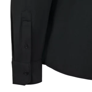 Camisa antiarrugas hombre Velilla 405020S Negro, detalle de puño con botón