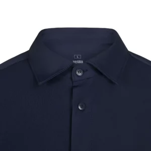 Camisa antiarrugas hombre Velilla 405020S Azul navy, detalle de cuello francés