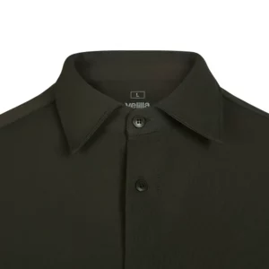 Camisa antiarrugas hombre Velilla 405020S Verde mineral, detalle de cuello francés