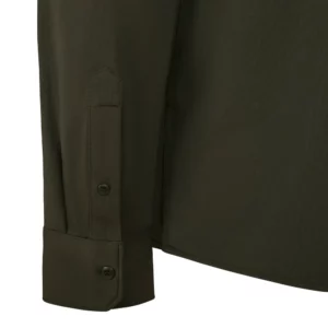 Camisa antiarrugas hombre Velilla 405020S Verde mineral, detalle de puño con botón