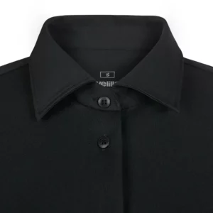 Camisa antiarrugas mujer Velilla 405020SW Negro, detalle de cuello francés