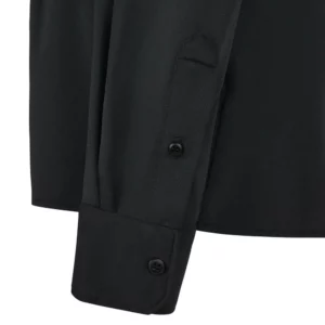 Camisa antiarrugas mujer Velilla 405020SW Negro, detalle de puño con botón