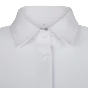 Camisa antiarrugas mujer Velilla 405020SW Blanco, detalle de cuello francés