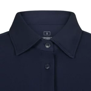 Camisa antiarrugas mujer Velilla 405020SW Azul navy, detalle de cuello francés