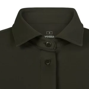 Camisa antiarrugas mujer Velilla 405020SW Verde mineral, detalle de cuello francés