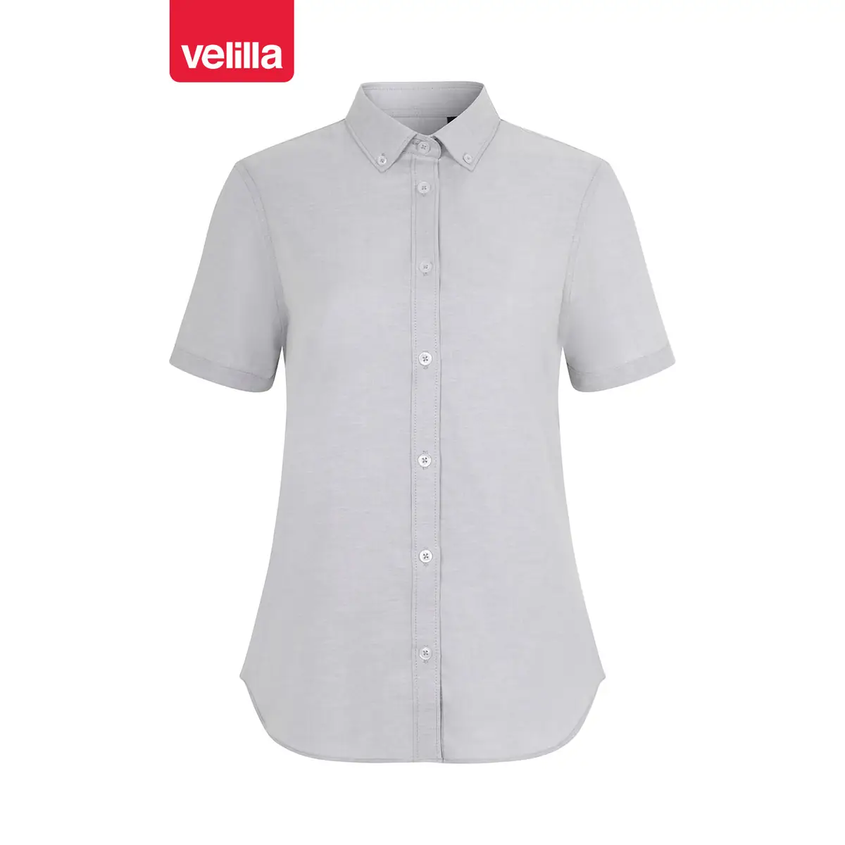 Camisa oxford stretch mujer Velilla 405025S 4 Camisa oxford stretch mujer Velilla 405025S Gris hielo, vista frontal