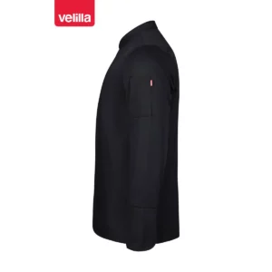 Chaqueta de cocina con cremallera Velilla 405202TC Negro, vista lateral