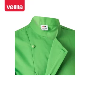 Chaqueta de cocina con cremallera Velilla 405202TC Verde lima, detalle de cuello y cierre