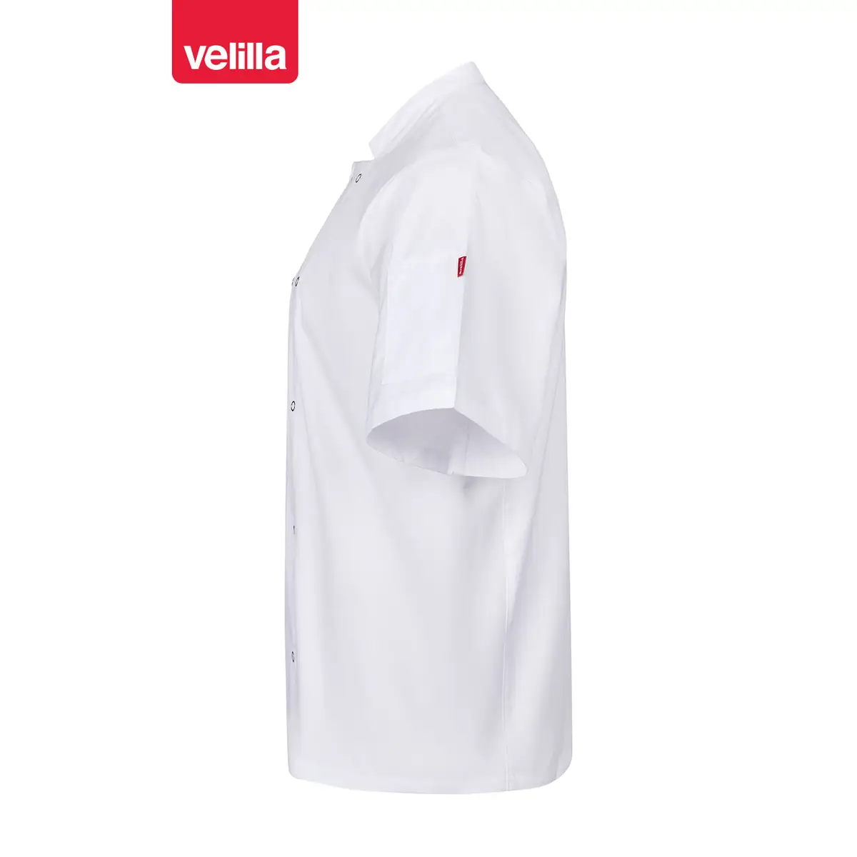 Chaqueta de cocina manga corta Velilla 405205 2 Chaqueta de cocina manga corta Velilla 405205 blanco, vista lateral
