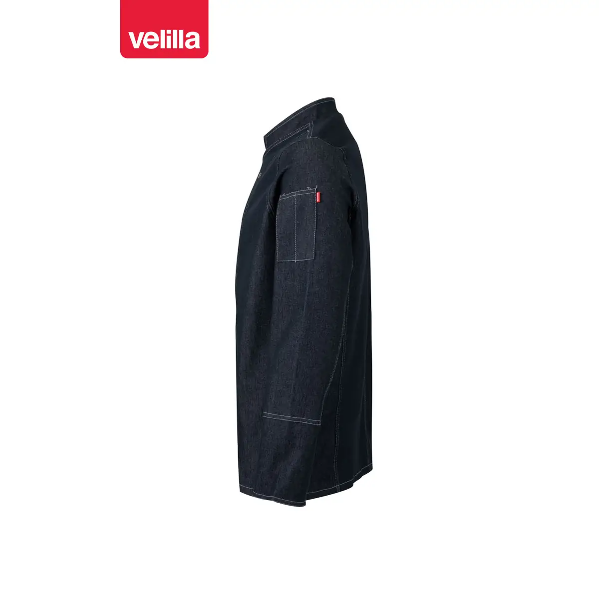 Chaqueta de cocina dénim Velilla 405207 2 Chaqueta de cocina dénim Velilla 405207 dénim azul oscuro, vista lateral