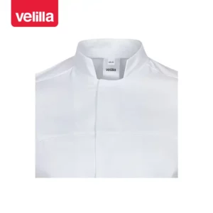 Chaqueta de cocina de algodón Velilla 405208A blanco, detalle de cuello