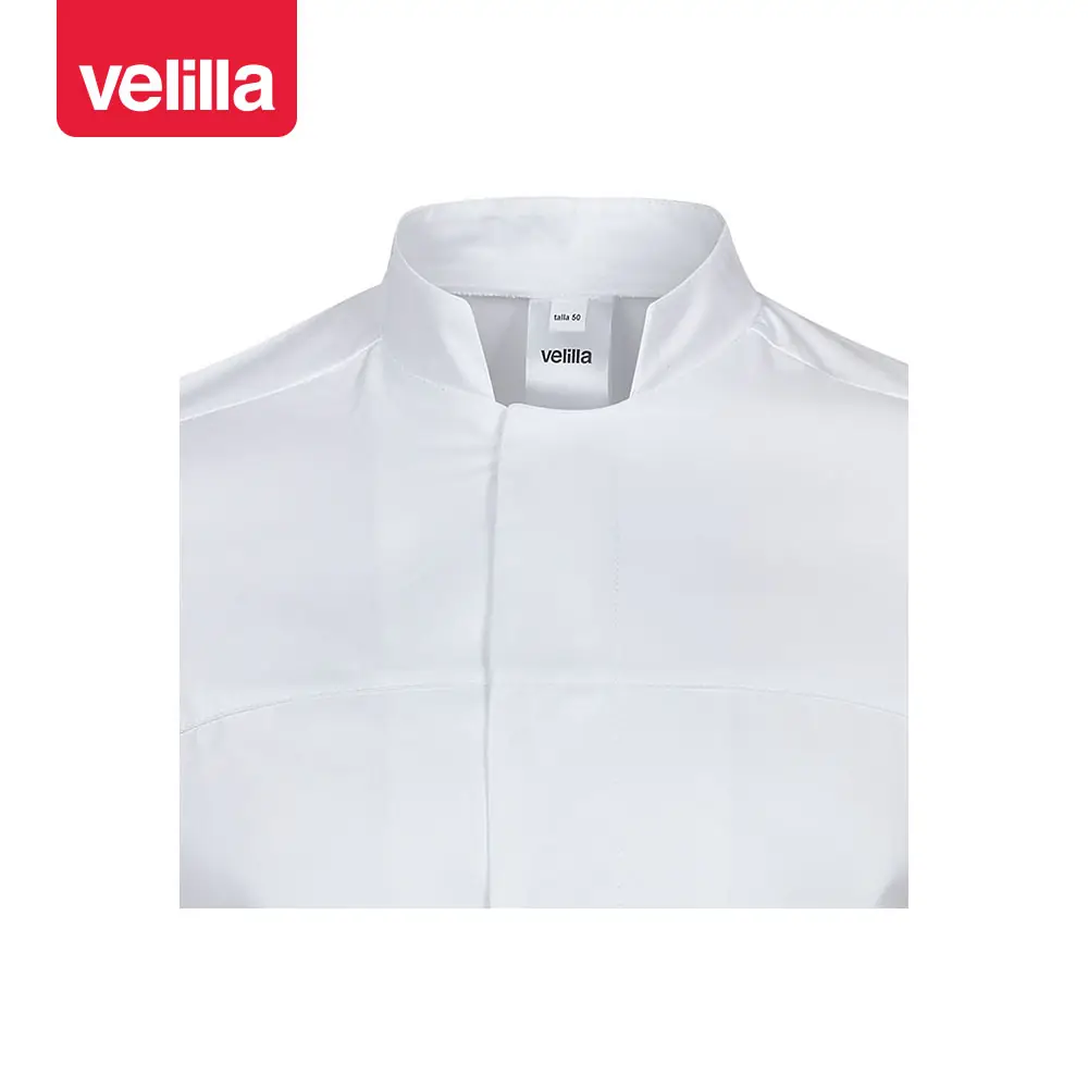 Chaqueta de cocina de algodón Velilla 405208A 4 Chaqueta de cocina de algodón Velilla 405208A blanco, detalle de cuello