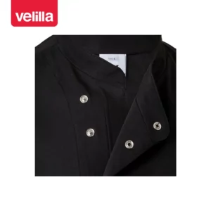 Chaqueta de cocina manga corta Velilla 405209 Negro, detalle de botones automáticos