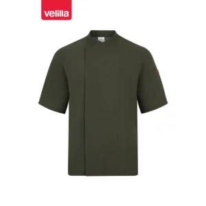 Chaqueta de cocina manga corta Velilla 405209 Verde oliva, vista frontal