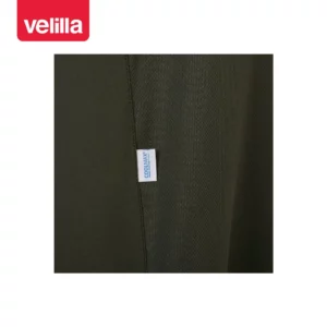 Chaqueta de cocina manga corta Velilla 405209 Verde oliva, detalle de tejido de la espalda y etiqueta Coolmax
