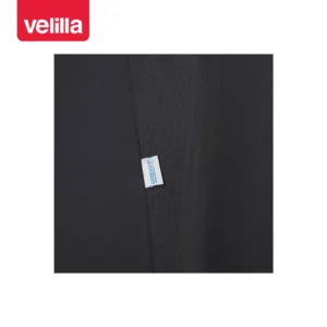 Chaqueta de cocina manga corta Velilla 405209 Gris oscuro, detalle de tejido de la espalda y etiqueta Coolmax