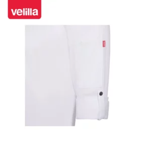 Chaqueta de cocina Velilla SHIFT 405211 Blanco, detalle de puño remangado