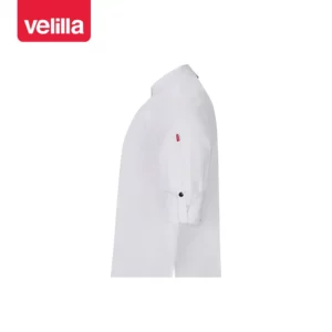 Chaqueta de cocina Velilla SHIFT 405211 Blanco, vista lateral con manga recogida