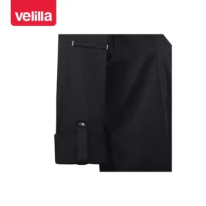 Chaqueta de cocina mujer Velilla SHIFT WOMAN 405211W Negro, detalle de puño remangado