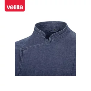 Chaqueta de cocina dénim Velilla 405212S Dénim azul, detalle de cuello