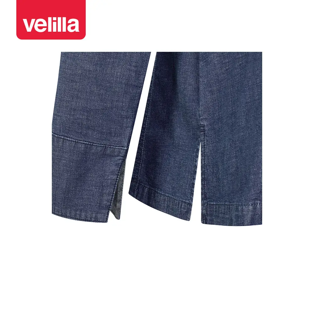 Chaqueta de cocina dénim Velilla 405212S 7 Chaqueta de cocina dénim Velilla 405212S Dénim azul, detalle de puños