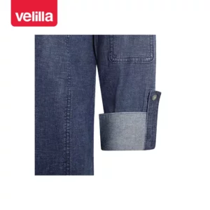 Chaqueta de cocina dénim Velilla 405212S Dénim azul, detalle de puño remangado