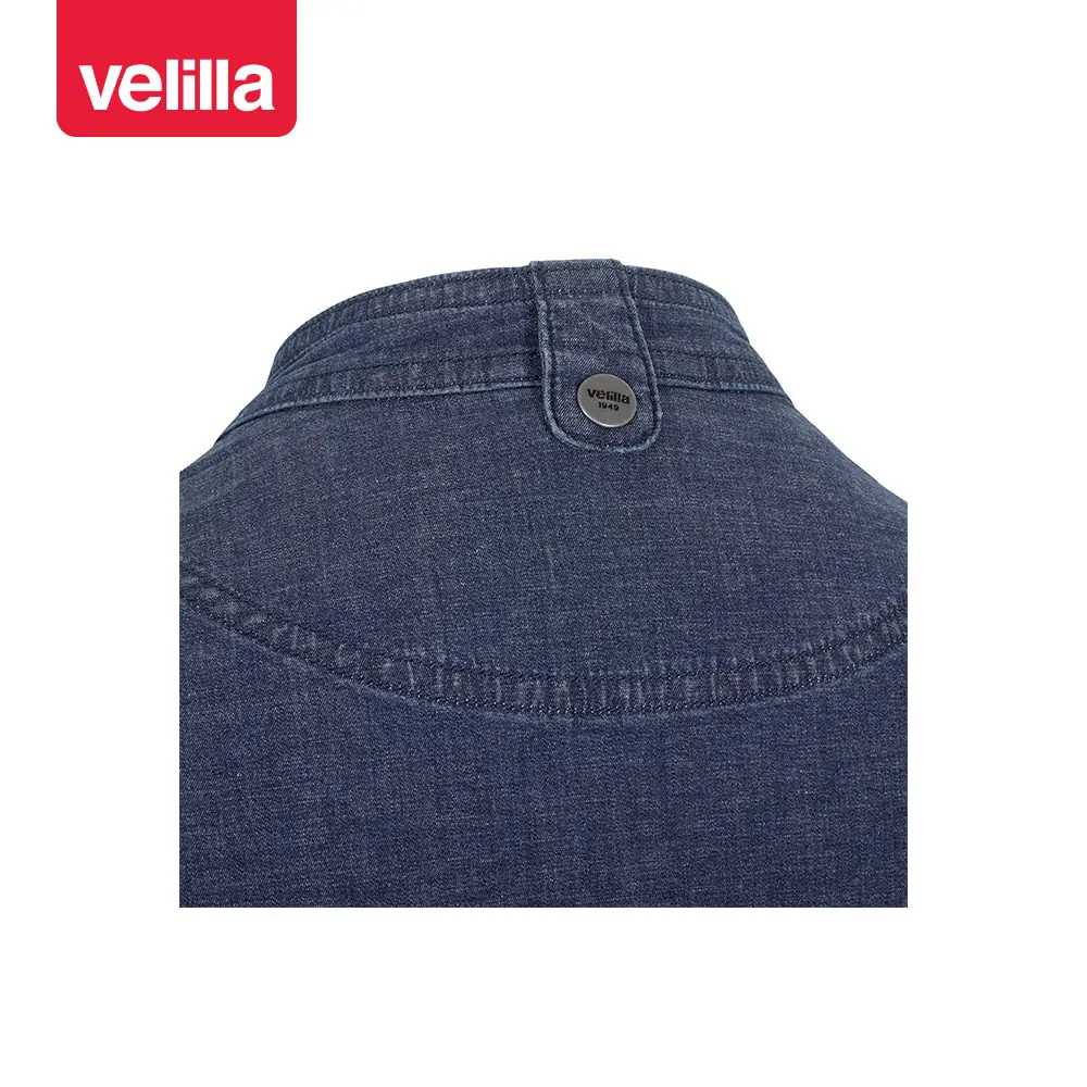 Chaqueta de cocina dénim Velilla 405212S 11 Chaqueta de cocina dénim Velilla 405212S Dénim azul, detalle de cuello posterior