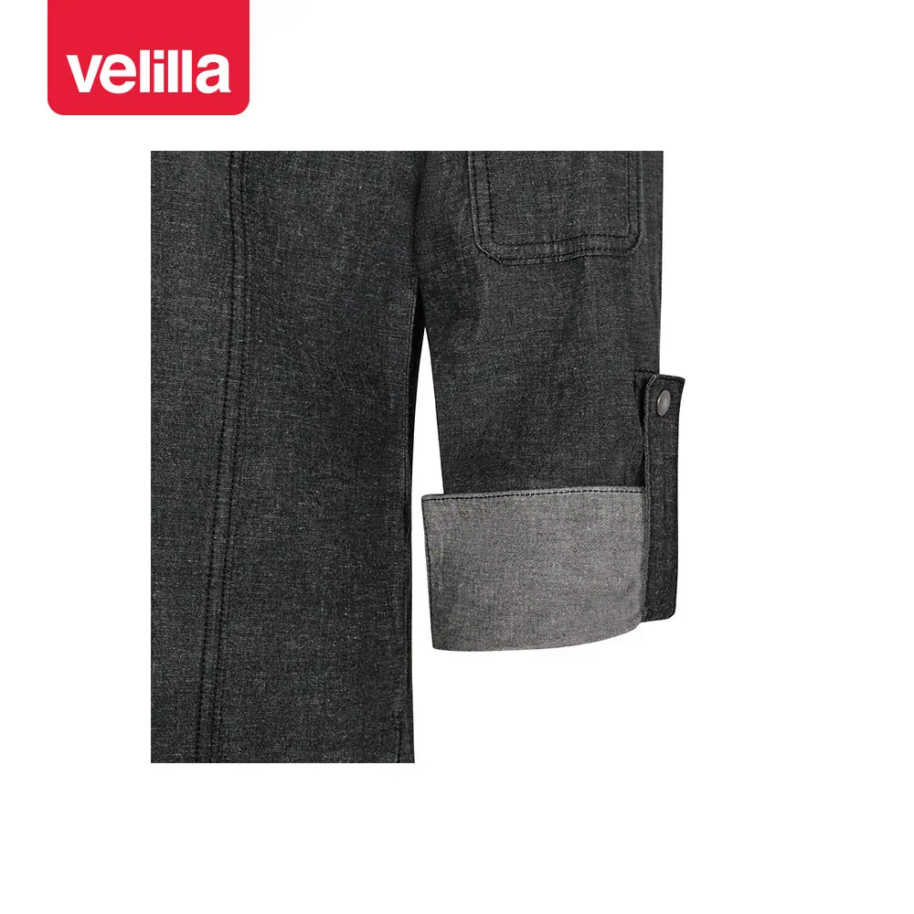 Chaqueta de cocina dénim Velilla 405212S 16 Chaqueta de cocina dénim Velilla 405212S Dénim gris oscuro, detalle de puño remangado