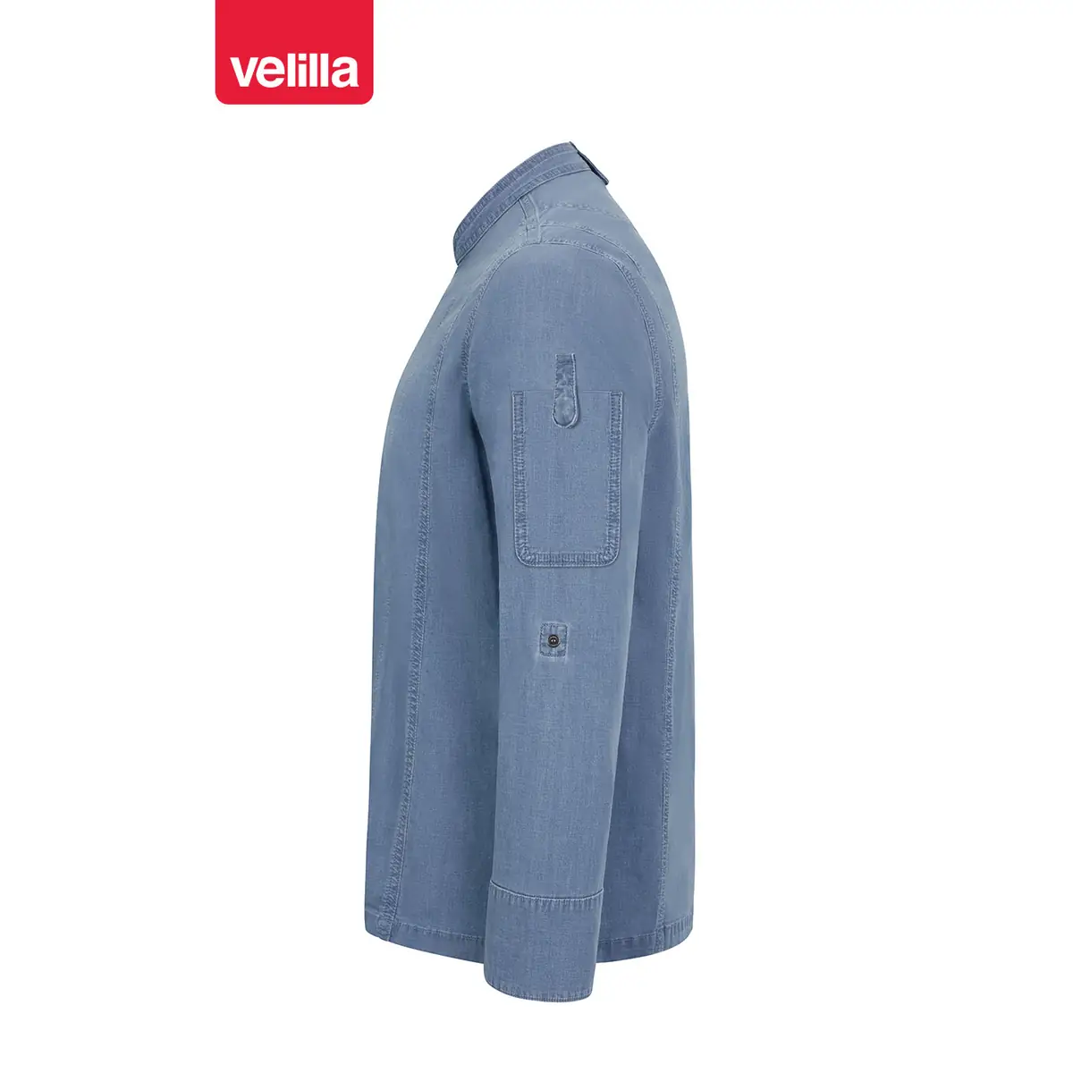 Chaqueta de cocina dénim Velilla 405212S 30 Chaqueta de cocina dénim Velilla 405212S Dénim azul claro, vista lateral
