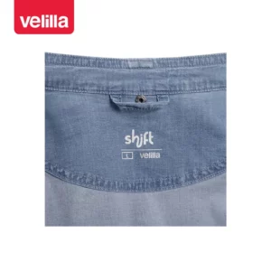 Chaqueta de cocina dénim Velilla 405212S Dénim azul claro, detalle de colgador interior