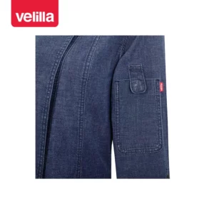 Chaqueta de cocina dénim mujer Velilla 405212SW Dénim azul, detalle de bolsillo de la manga