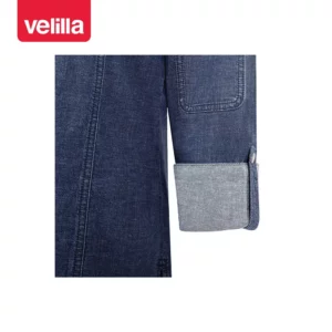Chaqueta de cocina dénim mujer Velilla 405212SW Dénim azul, detalle de puño remangado
