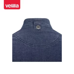 Chaqueta de cocina dénim mujer Velilla 405212SW Dénim azul, detalle de cuello posterior