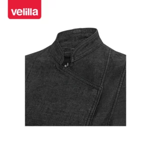 Chaqueta de cocina dénim mujer Velilla 405212SW Dénim gris oscuro, detalle de cuello