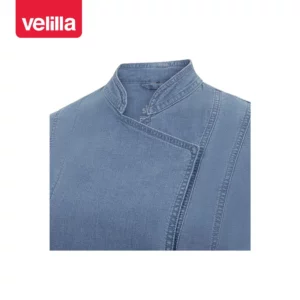 Chaqueta de cocina dénim mujer Velilla 405212SW Dénim azul claro, detalle de cuello