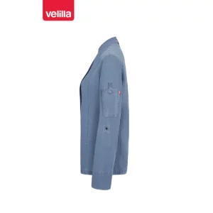 Chaqueta de cocina dénim mujer Velilla 405212SW Dénim azul claro, vista lateral con tira de la manga