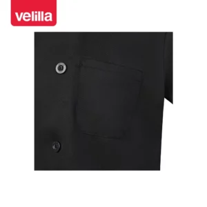 Chaqueta cocina manga corta Velilla 405222 negro, detalle de bolsillo de pecho