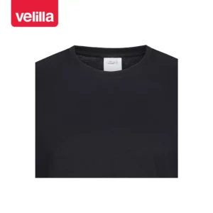 Camiseta hombre Velilla 405502 Negro, detalle de cuello de canalé