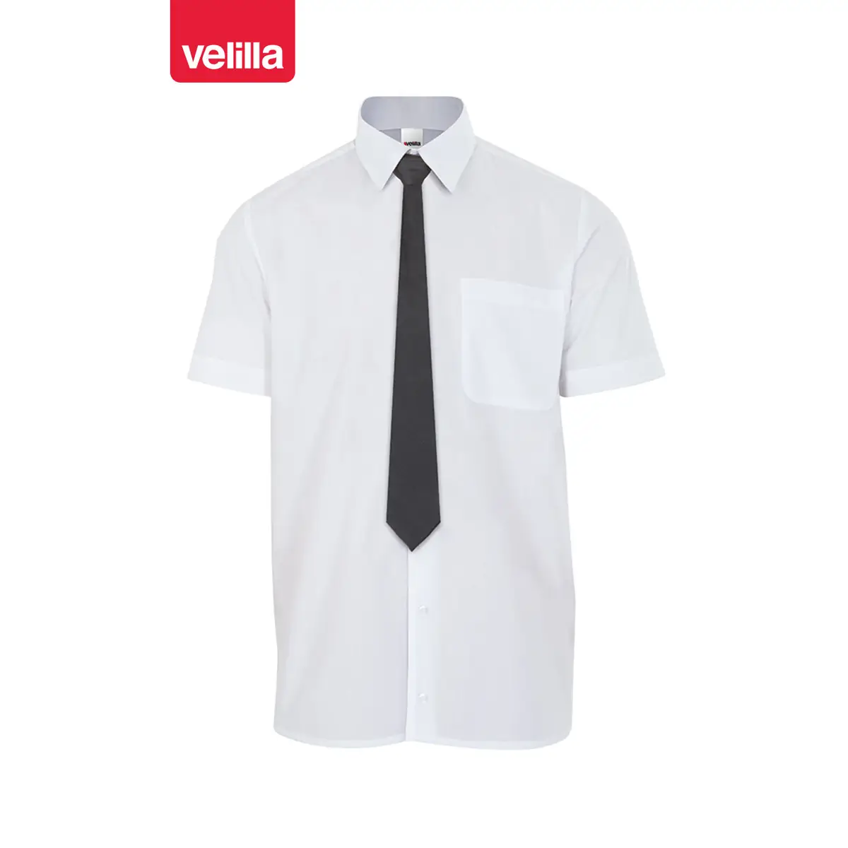 Corbata Velilla 51 1 Corbata Velilla 51 negro, presentada sobre una camisa de muestra