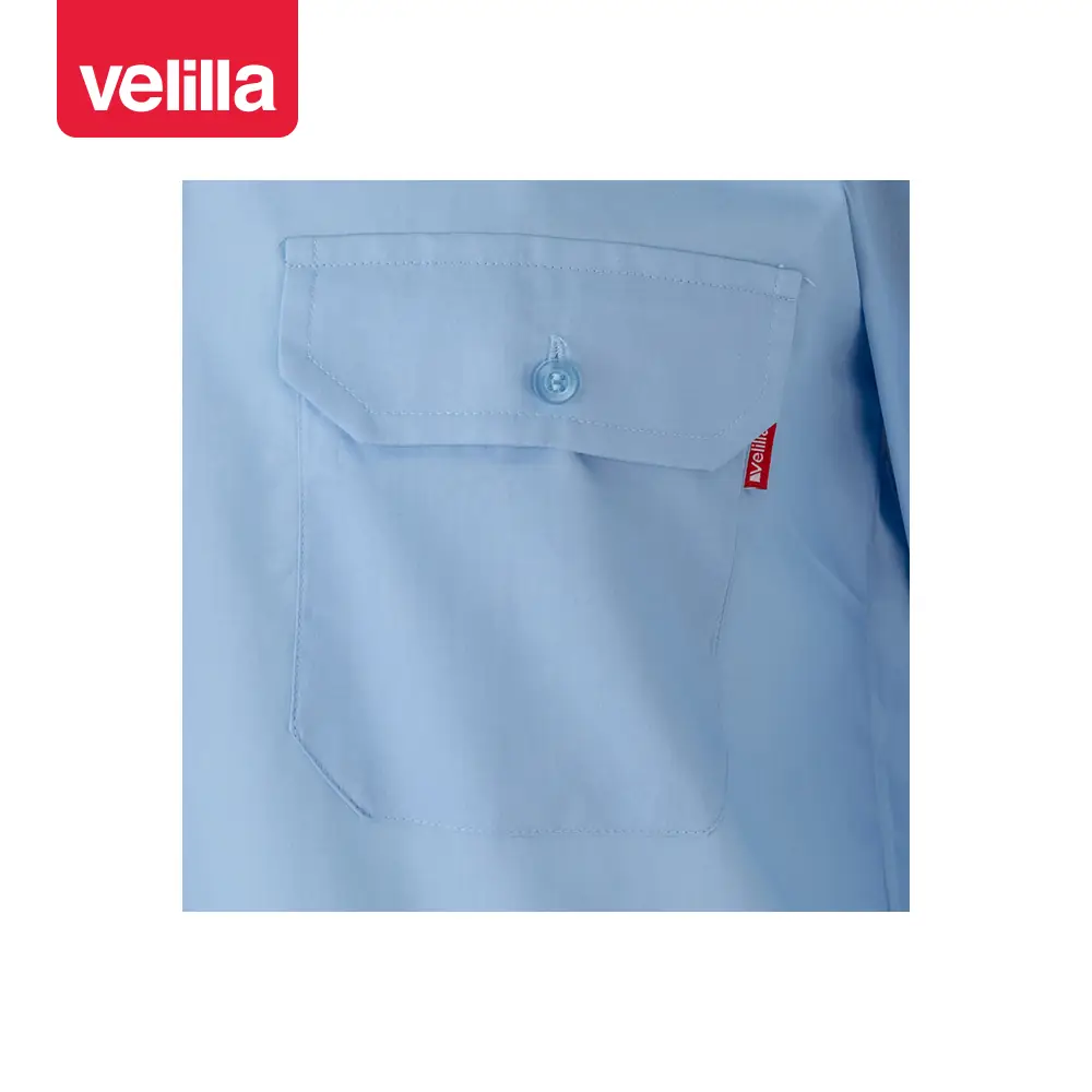 Camisa manga larga Velilla 520 15 Camisa manga larga Velilla 520 Celeste, detalle de bolsillo del pecho