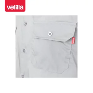 Camisa manga larga Velilla 520 Gris, detalle de bolsillo del pecho