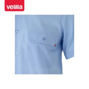 Camisa manga corta Velilla 522 Celeste, detalle de bolsillo del pecho