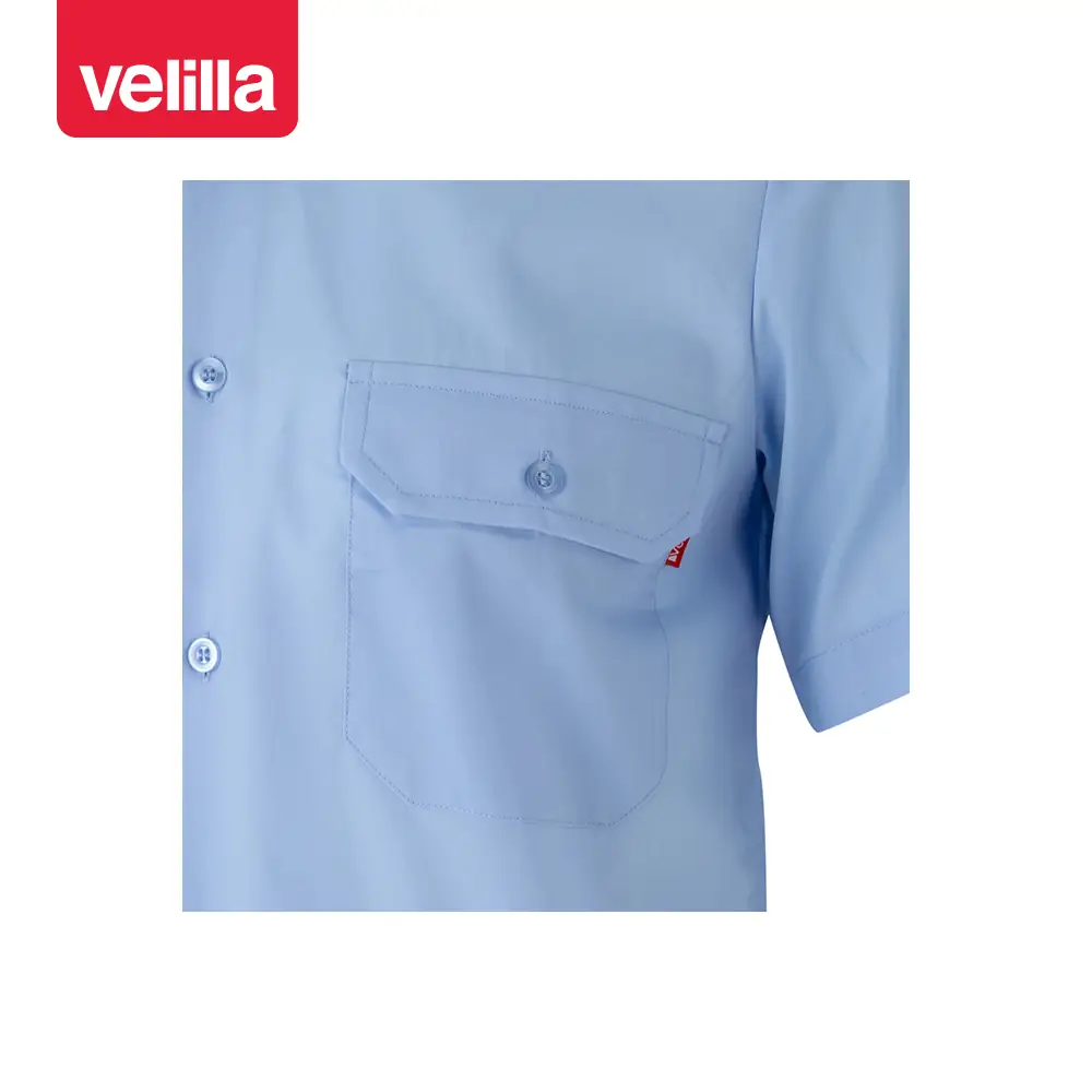 Camisa manga corta Velilla 522 15 Camisa manga corta Velilla 522 Celeste, detalle de bolsillo del pecho