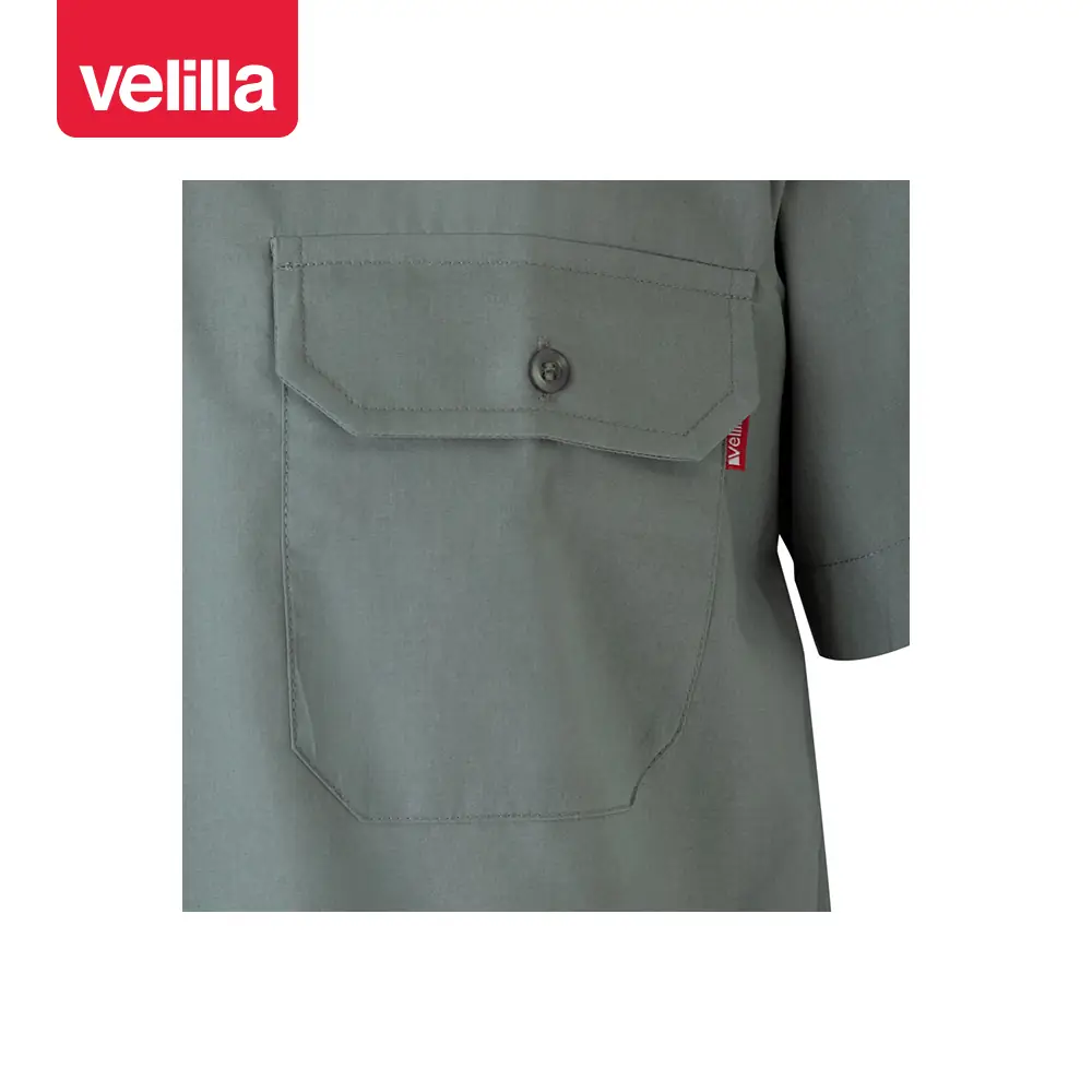 Camisa manga corta Velilla 522 13 Camisa manga corta Velilla 522 Gris, detalle de bolsillo del pecho