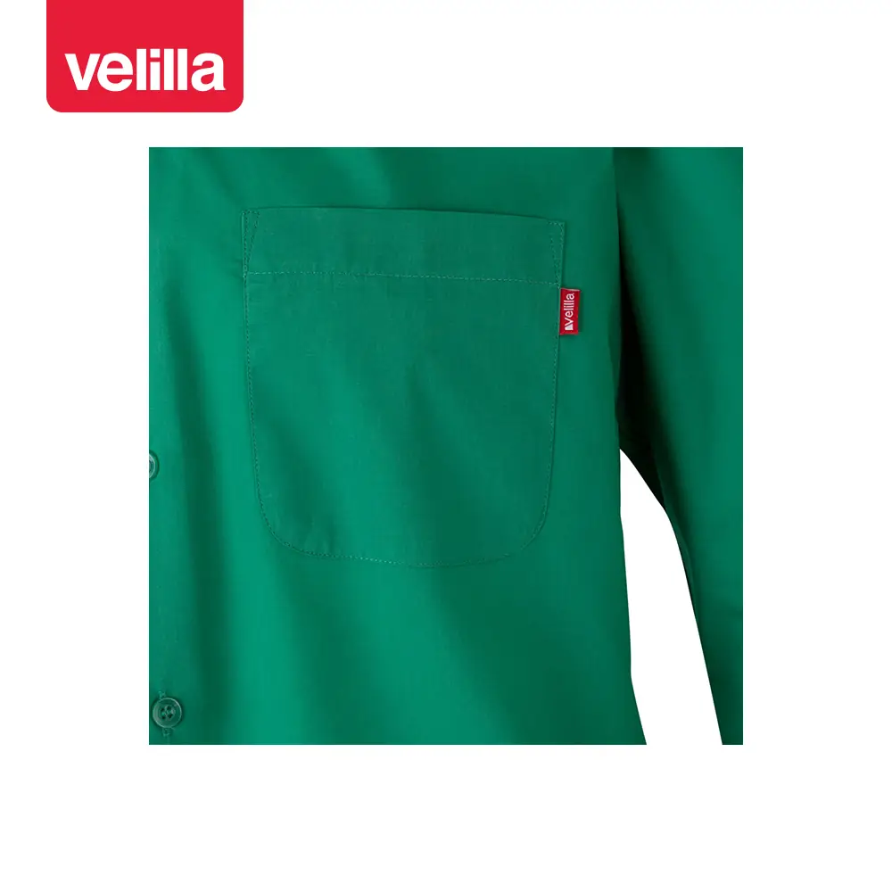 Camisa manga larga Velilla 529 28 Camisa manga larga Velilla 529 Verde, detalle de bolsillo del pecho