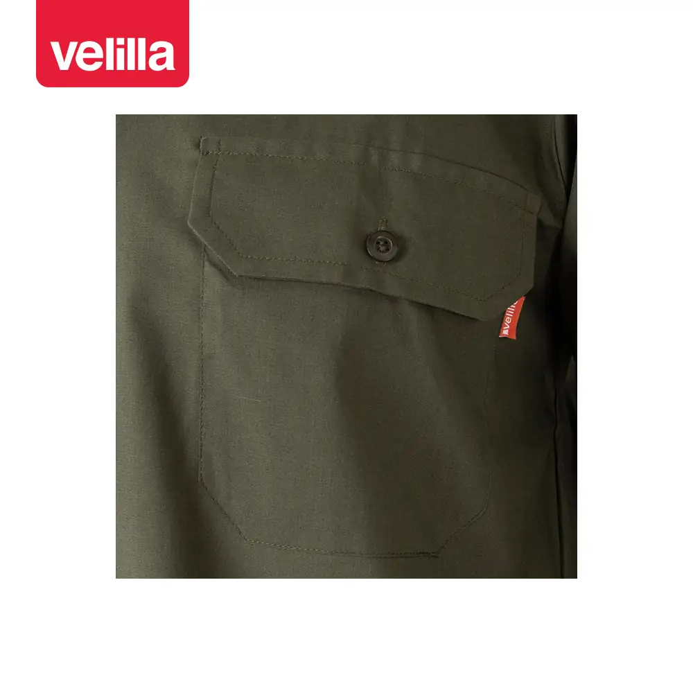 Camisa galoneras manga larga Velilla 530 23 Camisa galoneras manga larga Velilla 530 Verde caza, detalle de bolsillo del pecho