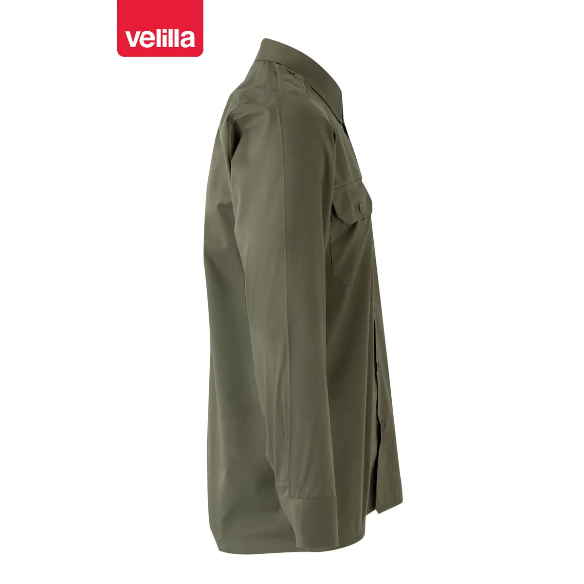 Camisa galoneras manga larga Velilla 530 11 Camisa galoneras manga larga Velilla 530 Verde caza, vista lateral